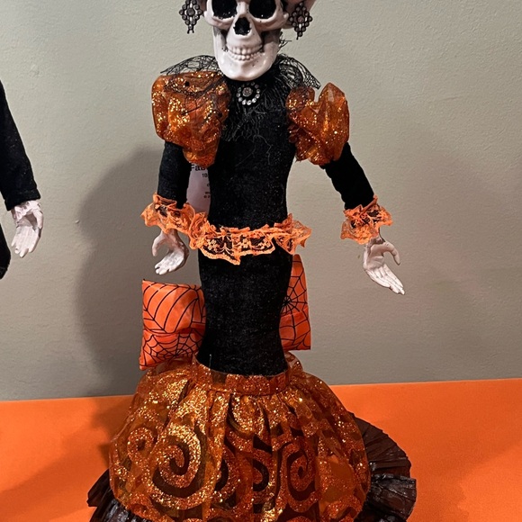 Festive Skeleton Figurine in Black and Orange - Picture 12 of 12